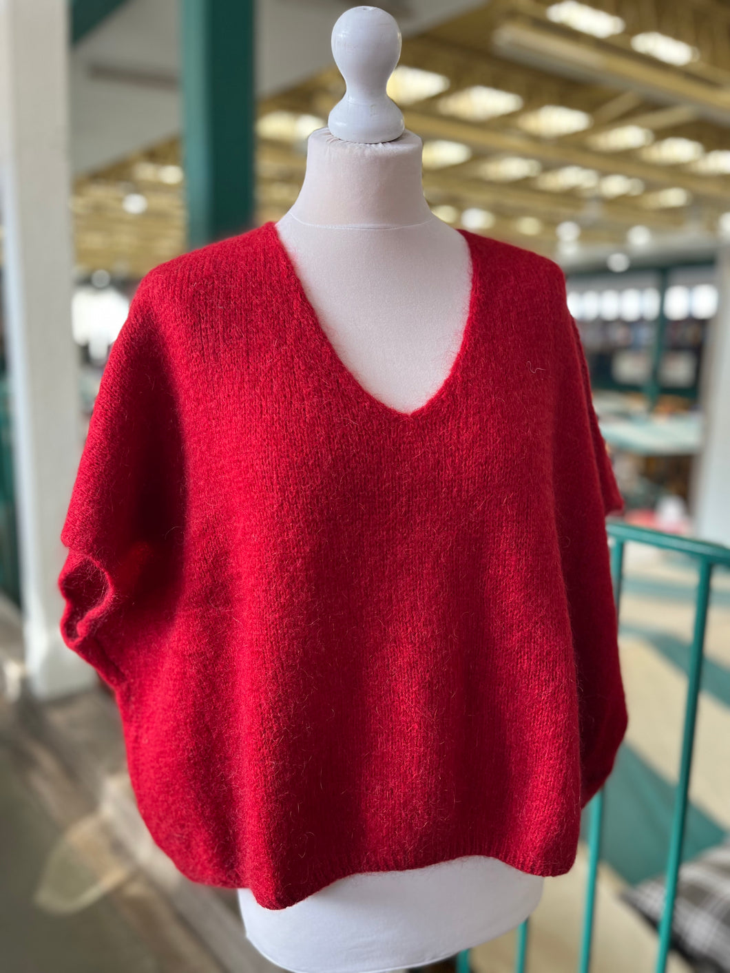 ‘KATE’ Mohair mix drop shoulder tank top (red)