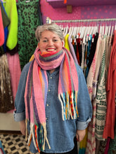 Load image into Gallery viewer, JOHANNA Rainbow Tassel Scarf (pink)
