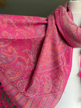 Load image into Gallery viewer, ‘ELLIE’ Pink Paisley scarf with tassels
