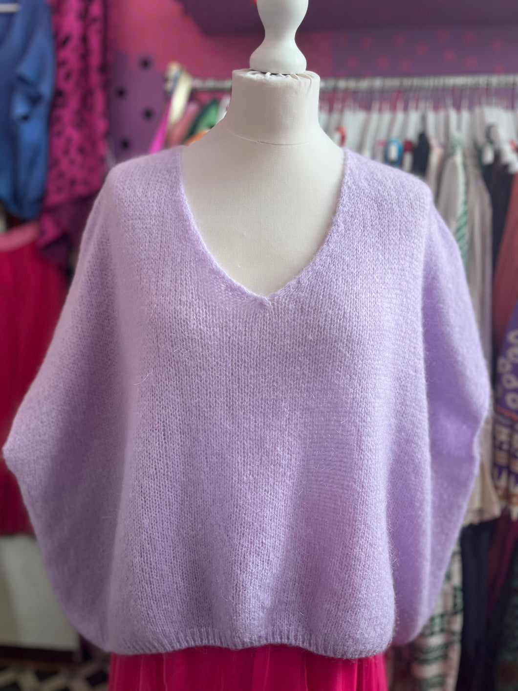 ‘KATE’ Mohair drop shoulder tank top (lilac)