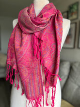 Load image into Gallery viewer, ‘ELLIE’ Pink Paisley scarf with tassels
