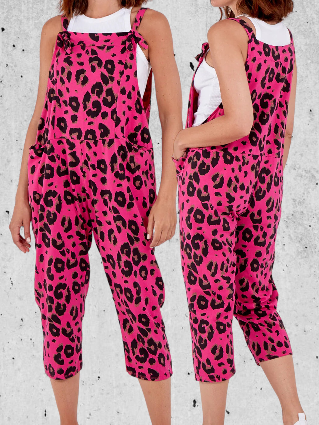 Molly Leopard dungaree 3/4 (pink)